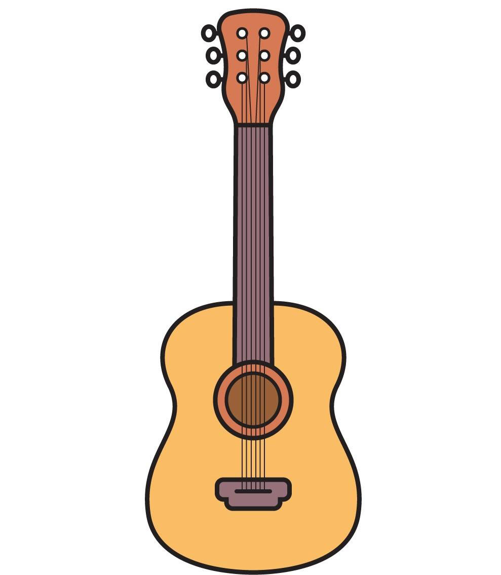 dibujos de dibujos de Guitarra paso 8