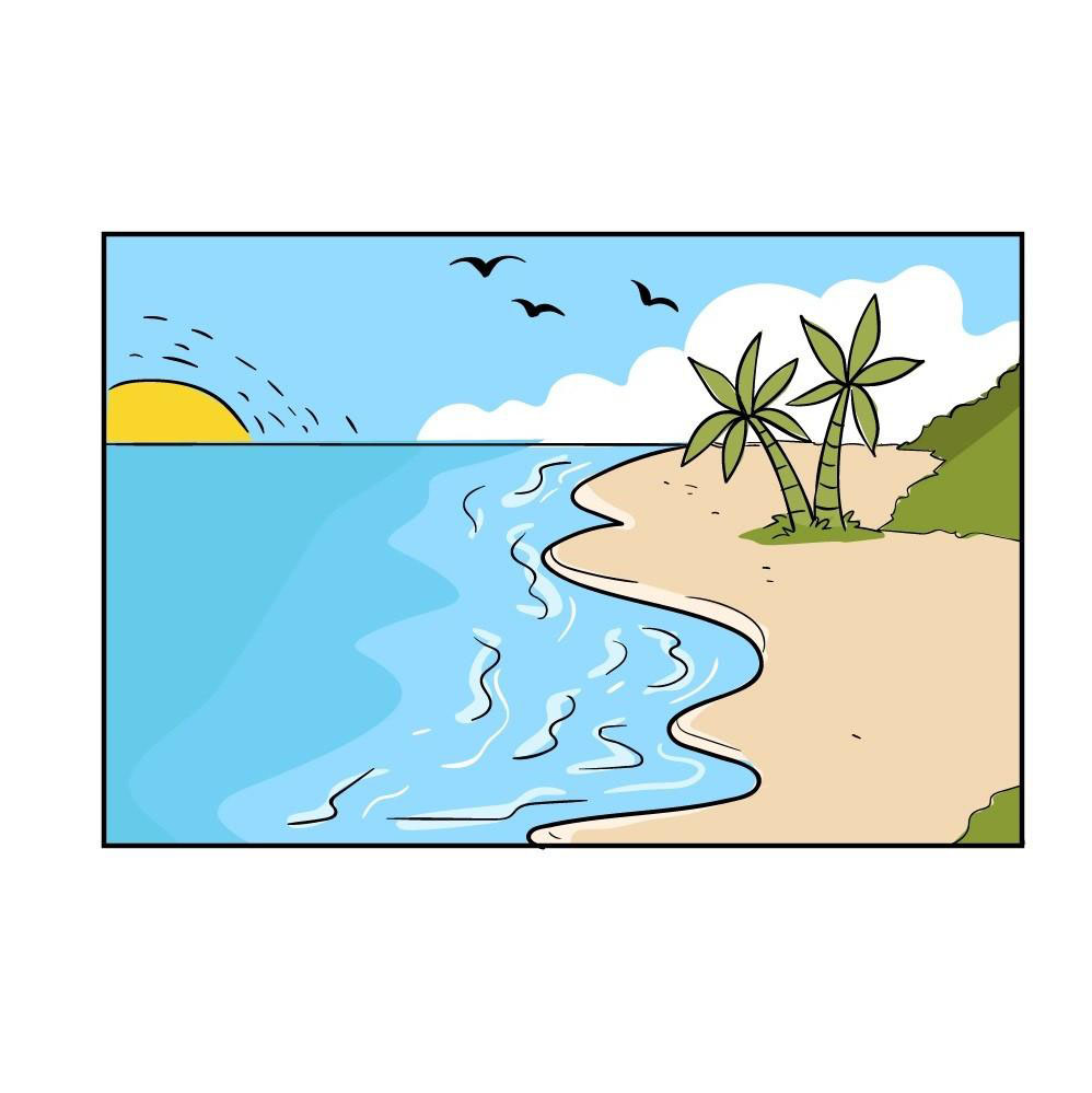 dibujos de dibujos de playa paso 6