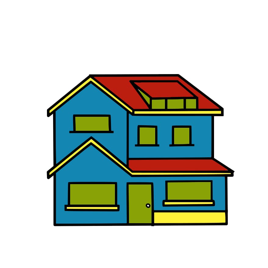 Dibujo de casa sencilla para colorear dibujo de casa de pueblo para  colorear diseño de página fácil para colorear  Vector Premium