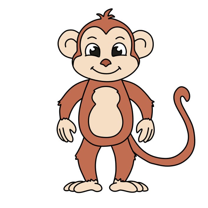 Un mono jugando colgado de un árbol doodle dibujar kawaii arte de la  ilustración  Vector Premium