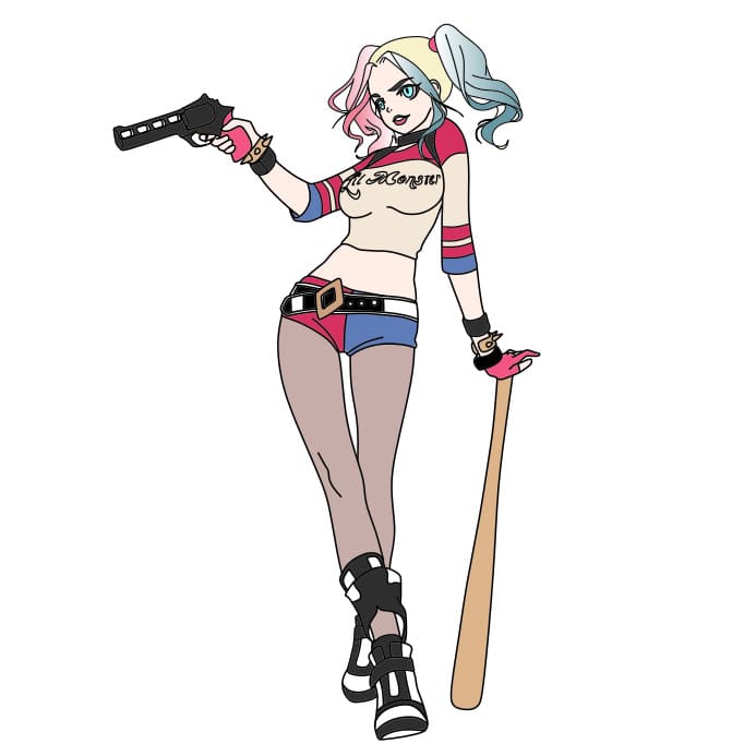 dibujos de como-dibujar-Harley-Quinn-paso13