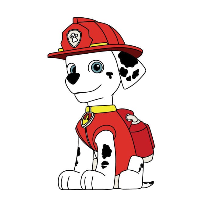 Cómo dibujar paso a paso a MARSHALL, de La Patrulla Canina (PAW Patrol) 