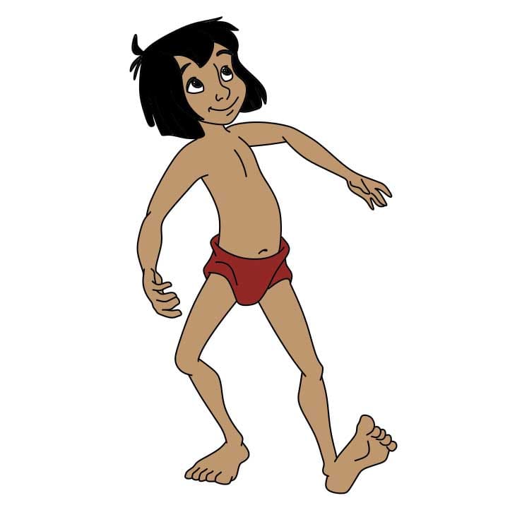 dibujos de Como-dibujar-Mowgli-Paso-8-3