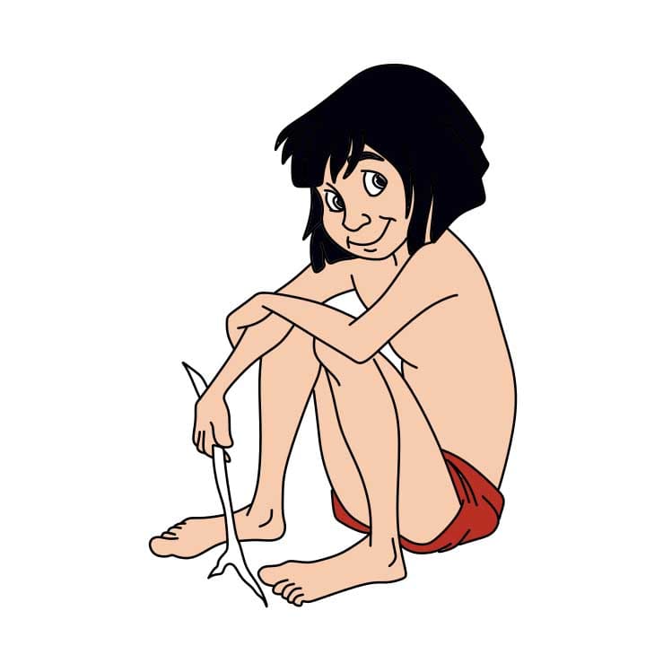 dibujos de Como-dibujar-Mowgli-Paso-9