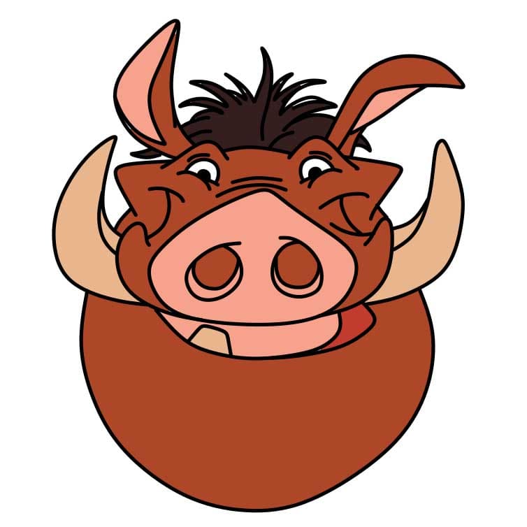 dibujos de Como-dibujar-a-Pumba-Paso-8-3