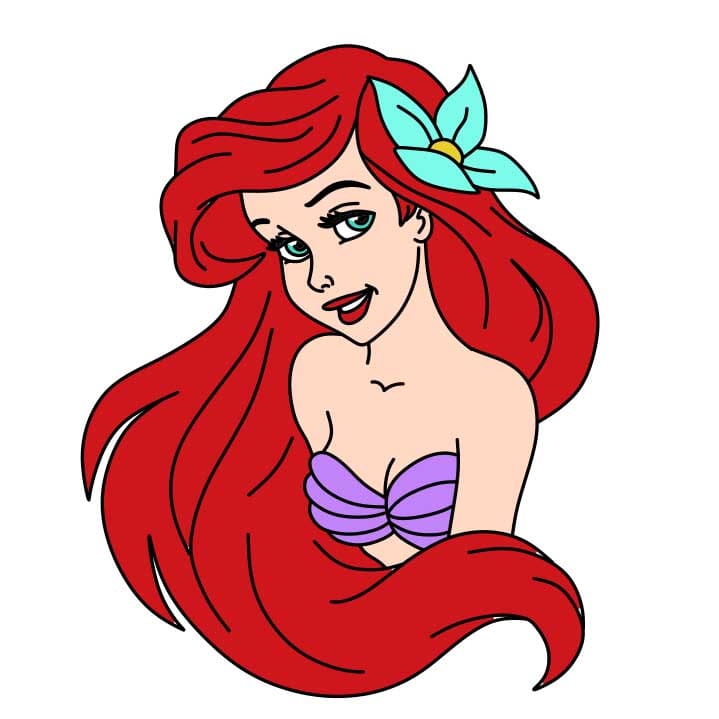 dibujos de Como-dibujar-a-la-sirena-Ariel-Paso-8