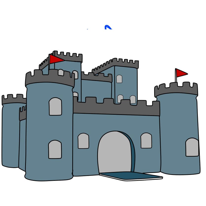 dibujos de Como-dibujar-un-castillo-Paso-9-4