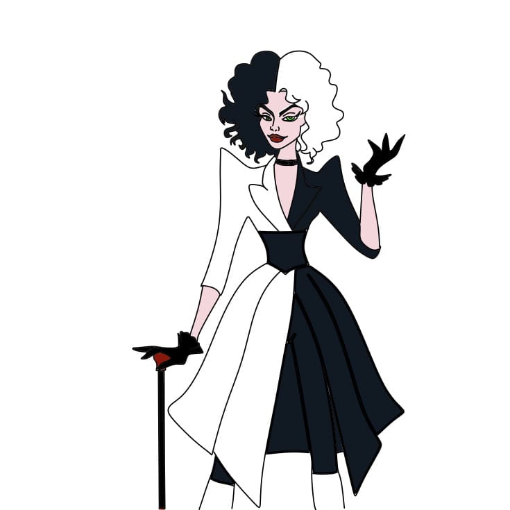 dibujos de Como-desenhar-Cruella-de-Vil-Passo-9